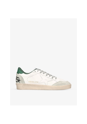 Mens Golden Goose Ballstar Logo-Print Leather Low-Top Trainers