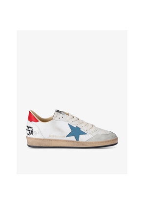 Mens Golden Goose Ballstar Star-Embroidered Mesh and Leather Low-Top Trainers