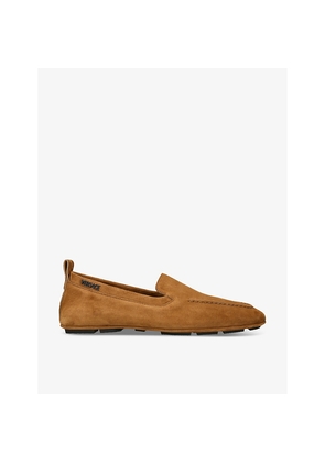 Mens Versace Villa Square-Toe Suede Loafers