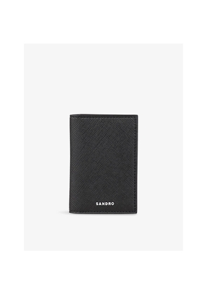 Mens Sandro Logo-Embossed Faux-Leather Card Holder