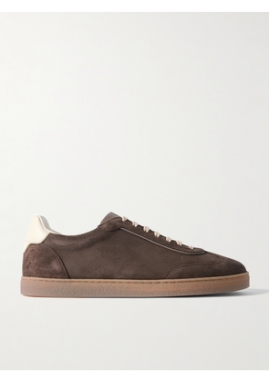 Brunello Cucinelli - Leather-Trimmed Suede Sneakers - Men - Brown - EU 40