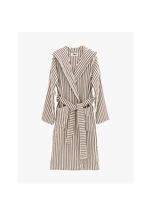 Womens Tekla Hooded Striped Organic-Cotton Robe