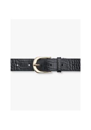 Womens Whistles Shiny Croc-Embossed Leather Belt