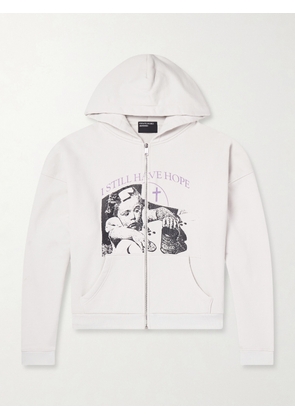 Enfants Riches Déprimés - I Still Have Hope Printed Cotton-Jersey Zip-Up Hoodie - Men - Neutrals - S