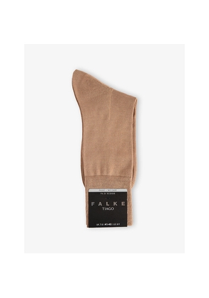 Mens Falke Mid-Calf Cotton-Blend Knitted Socks