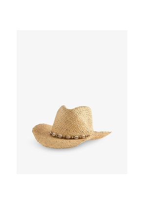 Womens Boutique Bonita Shell-Embellished Paper Cowboy Hat