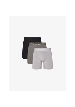 Mens Skims Branded-Waistband 5In Pack Of Three Stretch-Modal Boxer Briefs