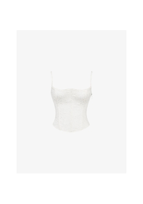 Womens House of CB Lorina Broderie-Anglaise Sleeveless Cotton Corset Top
