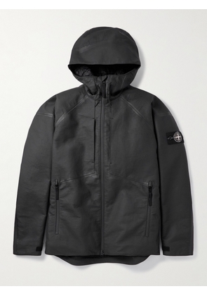 Stone Island - Logo-Appliquéd Padded Leather-Ripstop Hooded Jacket - Men - Black - M