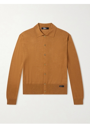 Versace - Logo-Appliquéd Silk and Cotton-Blend Cardigan - Men - Brown - IT 46