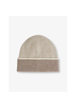 Womens Reiss Filipa Contrast-Trim Wool-Blend Beanie Hat