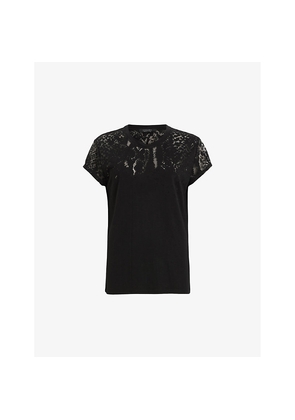 Womens Allsaints Anna Snake-Embroidered Short-Sleeve Cotton T-Shirt