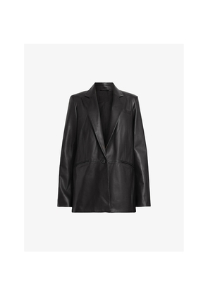 Womens Allsaints Deri Single-Breasted Leather Blazer