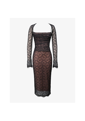 Womens House of CB Gaia Corset Stretch-Lace Midi Dress