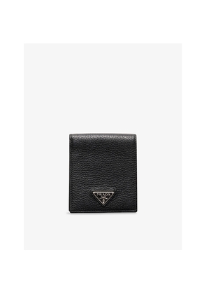 Mens Prada Logo-Plaque Leather Wallet