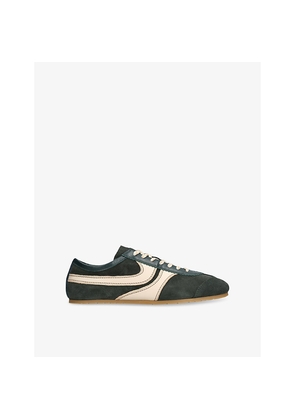 Mens Dries Van Noten Stripe-Embroidered Suede and Leather Low-Top Trainers