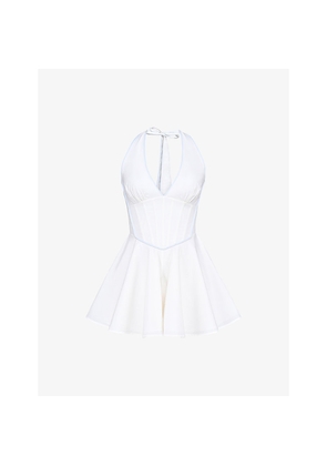 Womens House of CB Eleanor Halterneck Stretch-Cotton Playsuit