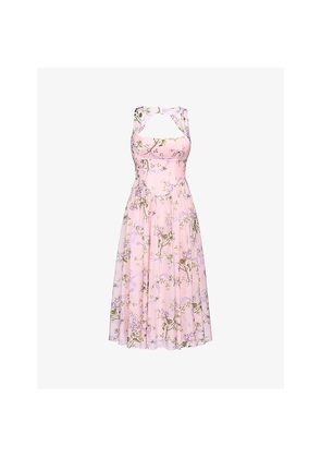 Womens House of CB Minerva Floral-Print Chiffon Midi Sundress