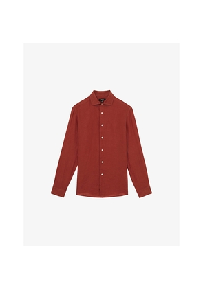 Mens Reiss Ruban Classic Collar Linen Shirt