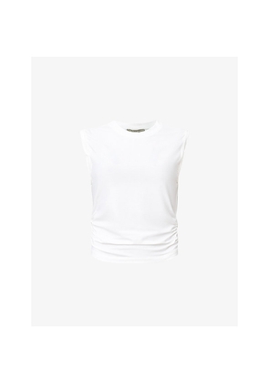 Womens Allsaints West Ruched Stretch Cotton-Blend Top