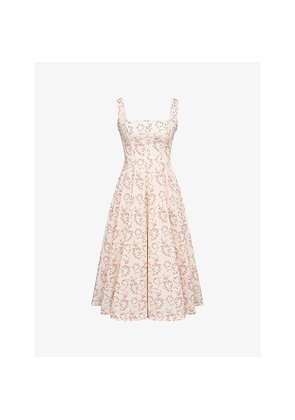 Womens House of CB Mariabella Floral-Print Stretch-Cotton Midi Dress