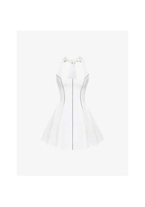 Womens House of CB Loulette Halter-Neck Bow-Embellished Stretch-Crepe Mini Dress