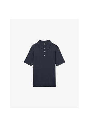 Mens Reiss Manor Half-Button Short-Sleeve Merino-Wool Polo Shirt