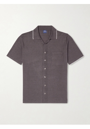 FEDELI - Camp-Collar Contrast-Tipped Linen and Cotton-Blend Shirt - Men - Brown - IT 46