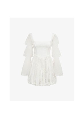 Womens House of CB Sancia Puff-Sleeve Lace Mini Dress