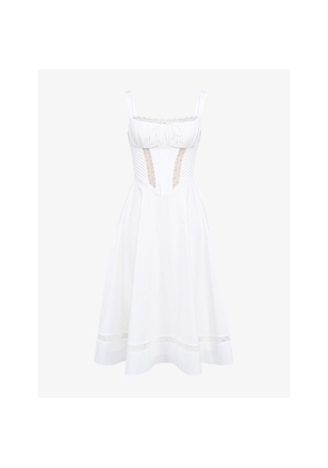 Womens House of CB Kim Floral-Print Cotton Midi Dress