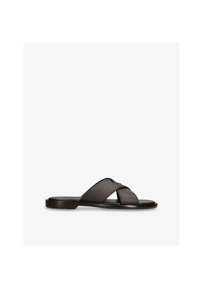Mens Ermenegildo Zegna Crossover-Strap Leather Flat Sandals