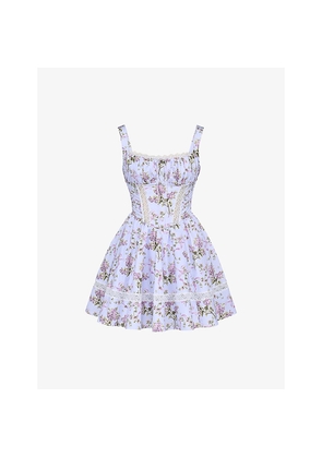 Womens House of CB Kimmie Ribbon-Print Cotton Mini Dress