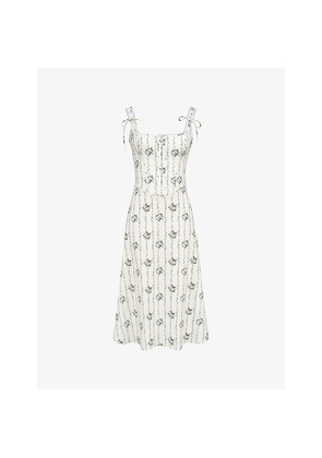 Womens House of CB Dionne Corseted Stretch-Cotton Midi Dress