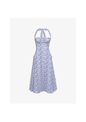 Womens House of CB Claudia Halter-Neck Stretch-Cotton Midi Dress