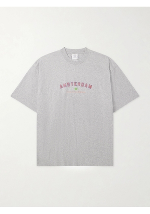 VETEMENTS - Amsterdam Printed Cotton-Jersey T-Shirt - Men - Gray - XS