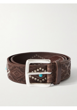 Anderson's - 4cm Embellished Embossed Leather Belt - Men - Brown - EU 80