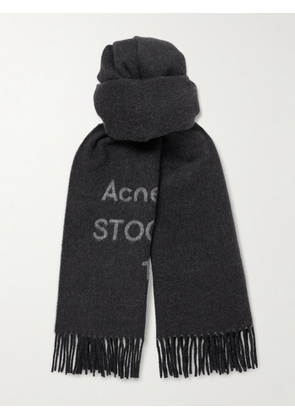 Acne Studios - Venus 1996 Logo-Jacquard Fringed Wool Scarf - Men - Black