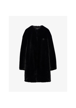 Womens Prada Aspen Round-Neck Faux-Fur Coat