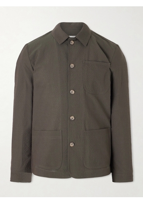 Altea - Virgin Wool-Blend Seersucker Overshirt - Men - Green - S