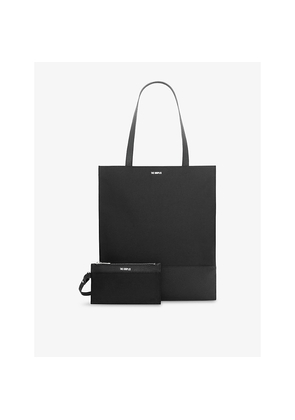 Womens The Kooples Logo-Embossed Canvas and Leather Tote Bag