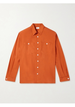 SAINT LAURENT - Silk-Habotai Shirt - Men - Orange - EU 40