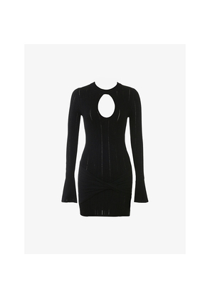 Womens House of CB Aziza Long-Sleeve Fine-Knit Mini Dress