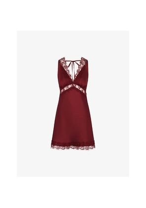 Womens Omnes Darlia Lace-Trim Satin Mini Dress