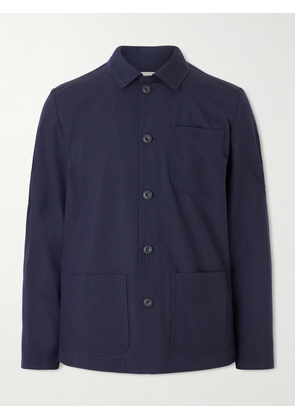 Altea - Virgin Wool-Blend Seersucker Overshirt - Men - Blue - S