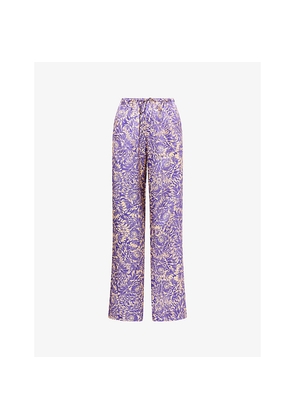 Womens Dries Van Noten Puvis Printed Silk Trousers