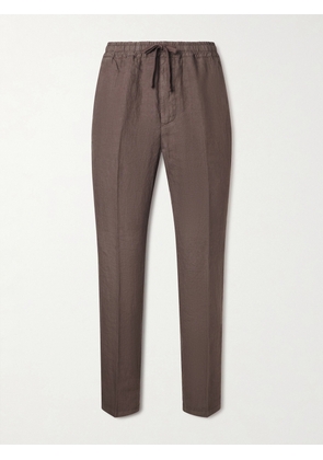 Altea - Mattia Straight-Leg Linen Drawstring Trousers - Men - Brown - S