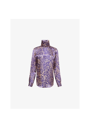 Womens Dries Van Noten Contisy Printed Silk Shirt
