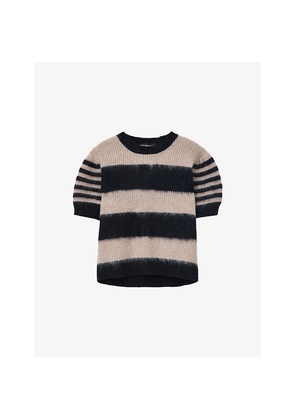 Womens Allsaints Clem Striped Mohair-Wool Blend Top