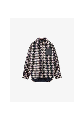 Womens Loewe Dogtooth Pattern Patch-Pocket Wool-Alpaca Blend Overshirt