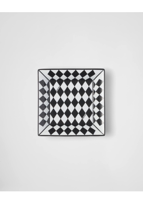 Large Square Porcelain Catchall Tray - Checkerboard, , White/black